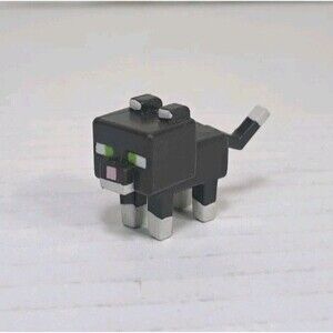 Minecraft Mini-Figures Grass Chest Series 1 Black Tuxedo Cat 1" Mojang Toy